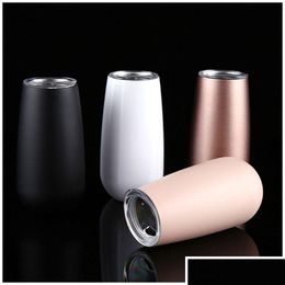 Mugs 6Oz D Mug With Lids Stainless Steel Vacuum Insated Tea Coffee Wine Water Cups Travel Portable Drinking Vt1519 Drop Delivery Hom Dhcay