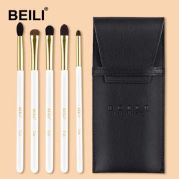 Brushes BEILI Pearl White 5 pcs Makeup Brushes Blending Smokey Eyeshadow Concealer Brushes goat hair Eye Make up brushes set with bag