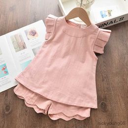 Clothing Sets Summer Kids Girls Pink Green Baby Clothes Casual T-Shirt and Pant Dress 2Pcs Set Children Suits