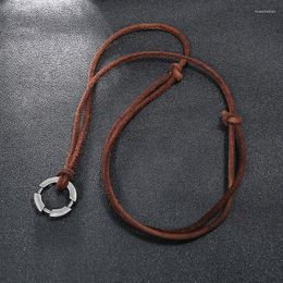 Pendant Necklaces Vintage Men Women Circle Adjustable Leather Cord Necklace Jewellery Christmas Gift Initial