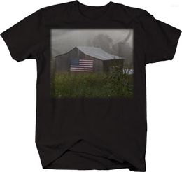 Men's T Shirts 2023 Fashion Shirt Classic American Old Barn Flag Country Farming Tshirt