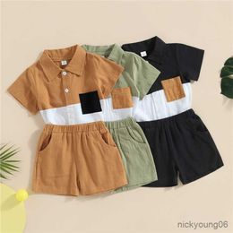 Clothing Sets Summer Baby Boys Cotton Set Children Short Sleeve Pocket Turn-Down Collar Shorts 2Pcs for Kids Casual Outfits