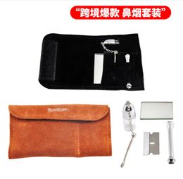 Smoking Pipes Genuine leather suede snuff bottle distribution kit