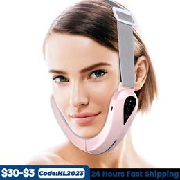 Tool EMS Facial Massager VLine Lift Up Belt Chin Lift Belt Machine Red Light Blue Light LED Face Slimming Vibration Massager Face