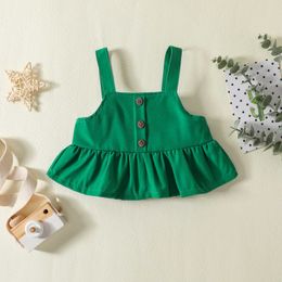 Clothing Sets Girls Summer Solid Color Ruffles Sleeveless Short and Elastic Waist Avocado Printed Shorts 0-4Y