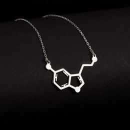Pendant Necklaces Stainless Steel Necklace Womens Geometric Simple Molecule Structure Formula Jewelry Gifts