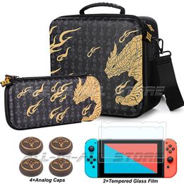 Bags Nintend Switch Carrying Case Portable Storage Bag +2 Screen Protector +4 Thumb Cap for Nintendo Monster Hunter Rise Accessories