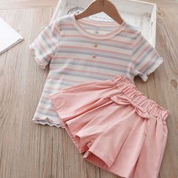 Clothing Sets Summer Children Clothes Stripes Shirt Culottes Girls Set Outfits Fashion Little Kids Costume Baby Girl