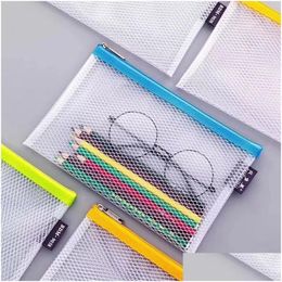 Filing Supplies Grid Zipper Document Bag Archival Bags Eva Waterproof File Folder Pocket Colorf Classified Storage Student Stationer Dhzab