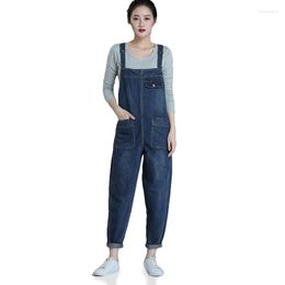 Women's Jeans Women's Overalls Denim Pants Jumpsuit Solid Color Knee Length With Suspenders Casual For Commute And Leisure