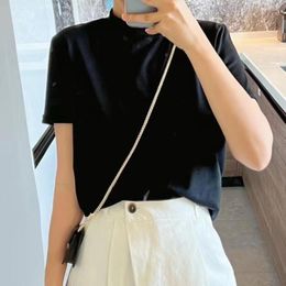 Women's T Shirts 2023 Spring And Summer Tops Minimalist Wide Rib High Gramme Heavy Texture Short-sleeved T-shirt Women