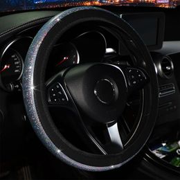 Steering Wheel Covers Car Cover Elastic Universal Diamond BlingBling Four Seasons Crystal Woman Styling Interior Accessories