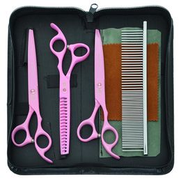 Tools Purple Dragon 7.0" Pink Professional Pets Dogs Grooming Curved Scissors Kit Haircut Shears Set Japan 440c Animals Tesoura B0036B