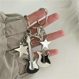 Guitar Love Heart Star Key Chain for Men Women Sweet Cool Trendy Fashion Pendant Keychain Rock Punk Vintage Accessories Gift GC2161