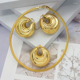 Necklace Earrings Set For Women Round Circle And Pendant African Dubai Gold Color Jewellery Sets Bridal Weddings