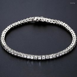 Chains Luxury 3mm Cubic Zirconia Tennis Bracelet Iced Out Chain Bracelets For Women Men Gold Silver Color Wedding Engagement Daily Gift