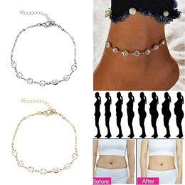 Bangle 1 PCS Fashion Gold and Silver Weight Loss Magnet Bracelet Magnetic Therapy Ankle Bracelet Weight Loss Products Slimming Health