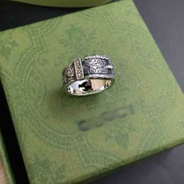 designer Jewellery bracelet necklace Chaopai RING 925 versatile old rattan grass belt buckle big men's ring high quality
