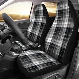 Car Seat Covers Plaid Gray White Black Tartan Pattern Set Of 2 Accessories Universal Fit Bucket Pro