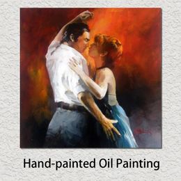 Canvas Art Tango Dance with Passion Handmade Impressionist Willem Haenraets Painting Figure Artwork for Living Room Wall Art