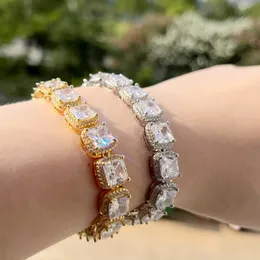 Sparking Cz Cluster Cubic Zirconia Tennis Chain Bracelet Iced Out Bling Cz Charm Hip Hop Jewelry for Party Wedding Gift