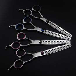 Tools professional Japan 4cr 7 '' Pet dog grooming Fishbone hair scissors thinning Barber haircut scissor shears Hairdressing Scissors