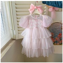 Girl's Dresses Baby Girls Summer Clothes Vintage Princess Ball Gown for Kids Birthday Layered Dress 4-8Y