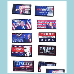 Arts And Crafts 9X5Cm Donald Trump 2024 Embroideryes Art Badge Emblem Tactical Armbands Clothes Accessories Drop Delivery Home Garden Dhqed