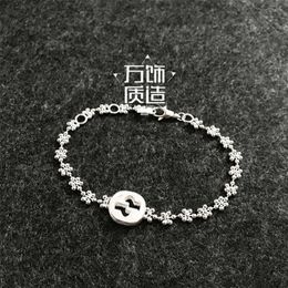 2023 New designer Jewellery bracelet necklace ring interlocking Bracelet round bead small snowflake 925 Sterling women's flower hand decoration fresh simple girl's