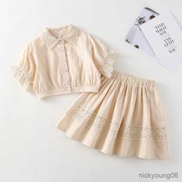 Clothing Sets HoneyCherry Girls Casual Simple Set Summer New Shirt Half Body Skirt Two-piece Clothes