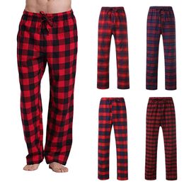 Mäns sömnkläder Fashion Men's Casual Cotton Pyjama Long Pant Soft Bekväm Löst elastisk midjeband Plaid Mysig Sleepwear Home Lounge Pants 231130