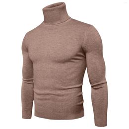 Men's Sweaters Autumn And Winter Fashion Casual Sweater Soft Stretchy High Neck Knit Solid Colour Fitted Top Slim Bottom