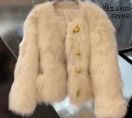 2024 New Women's Leather and fur Autumn and winter fur coat for women's short, thickened and environmentally friendly imitation fox fur top, female manufacturer