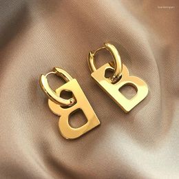 Stud Earrings High Quality Letter B Drop For Women Trendy Elegant Korean Minimalist Gold Silver Color Statement Jewelry Gift