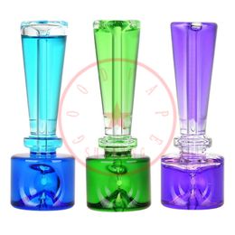 Latest Colourful Heady Geometric Smoking Glass Pipes Portable Freezable Liquid Filling Dry Herb Tobacco Philtre Spoon Bowl Handpipes Cigarette Holder DHL