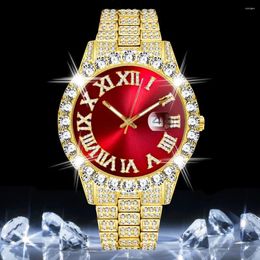 Wristwatches Bling Diamond Watch Iced Out Men Hip Hop Luxury 18K Gold Mens Watches Quartz Men's Wristwatch Waterproof Montre Homme