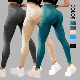 Active Pants Strip Women Leggings Height Waist Yoga Seamless Sport Gym Work Out Trousers