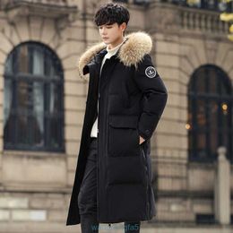 Men's Down Parkas Couple's Winter New Jacket Tide Brand Big Wool Collar 90 White Duck Down Long Coat Men's and Women's Wear Gnky