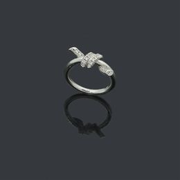 Designer ladies rope knot ring luxury ring with diamonds fashion ring classic Jewellery 18K gold plated rose wedding whole adjus310b