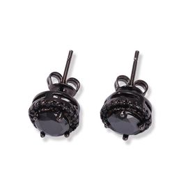 Mens Hip Hop Stud Earrings Jewelry Fashion Black Silver Simulated Diamond Round Earring For Men2239