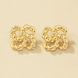 Stud Earrings Fashion Spiral Personality Exquisite Trend Party Gifts Smooth Elegant Jewelry For Women Geometric Gold Color RG0098