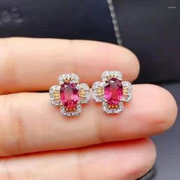 Stud Earrings Natural Garnet/Apatite/Amethyst Gem S925 Sterling Silver Fashion Floret For Women Fine Weddings Jewellery MeibaPJFS