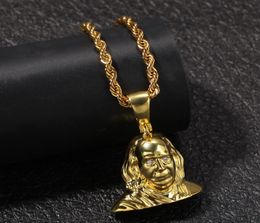 New Designer 18K Gold White Gold CZ Hip Hop President Head Portrait Pendant Necklace Chain for Men Personalised Hiphop Jew1510798
