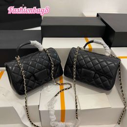 10A Luxuries designer CC tote bags Black sheep leather channel shoulder women Clutch Flap chain Crossbody bag Diamond Lattice hand purse 22A cf mini wallet