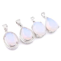 Luckyshine Fashion Exquisite Jewellery Teardrop Shaped White Moonstone Gems Silver Gorgeous Vintage Pendants Necklace Jewelry210h