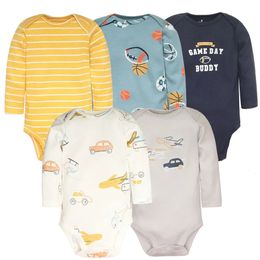 Rompers 5Pcs Lot Baby bodysuits High Quality Uniesx born Clothes 100 Cotton Clothing set infant girl 231130