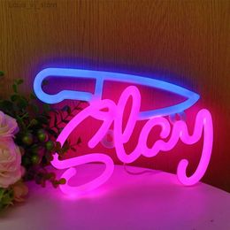 LED Neon Sign Wholesale High Quality Knife With Slay LED Neon For Outdoor Event Halloween Party Decor Kids Night Lights Games Special Signs YQ231201