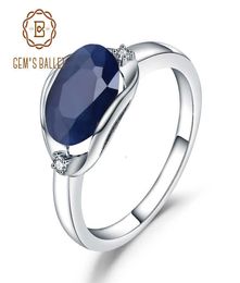 GEM039S BALLET 925 Sterling Silver Engagement Rings 324Ct Natural Blue Sapphire Gemstone Ring for Women Fine Jewellery CJ1912059520139