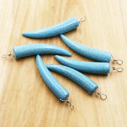 Pendant Necklaces Natural Stone Turquoise Bull Horn Piercing Necklace Charms Fashion DIY Jewellery Accessories Wholesale 20Pcs