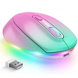 Keyboard Mouse Combos BOW Rechargeable Wireless Portable 2 4G LED Rainbow Lights Quiet Click Mice for Laptop Computer 231130